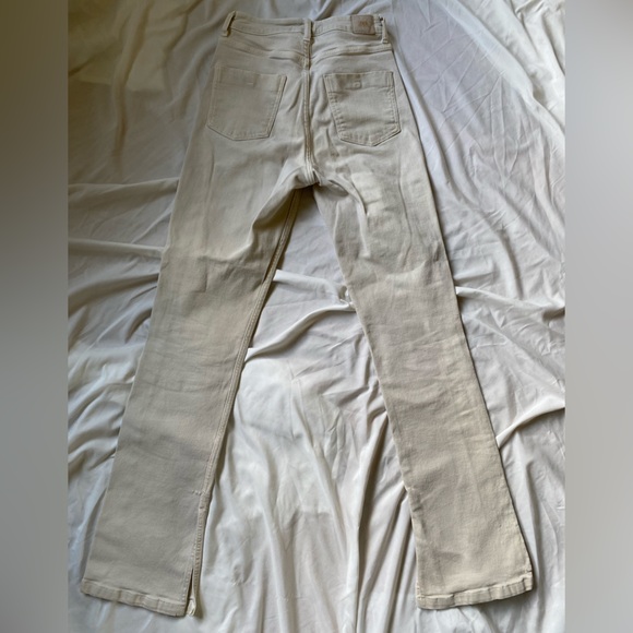 Zara beige high waisted slim boot cut jeans with split hem size 6 - Picture 2 of 3
